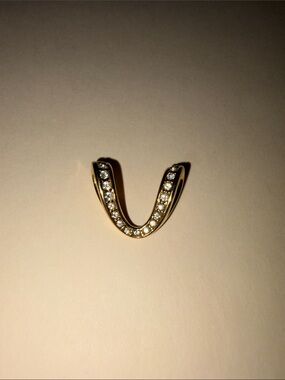 Vintage Signed Nolan Miller Gold Tone Rhinestone V Chevron Slide Pendant Charm